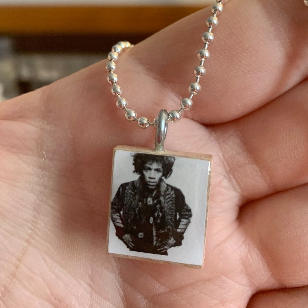 (2/$12,4/$20) Jimi Hendrix Scrabble tile Necklace